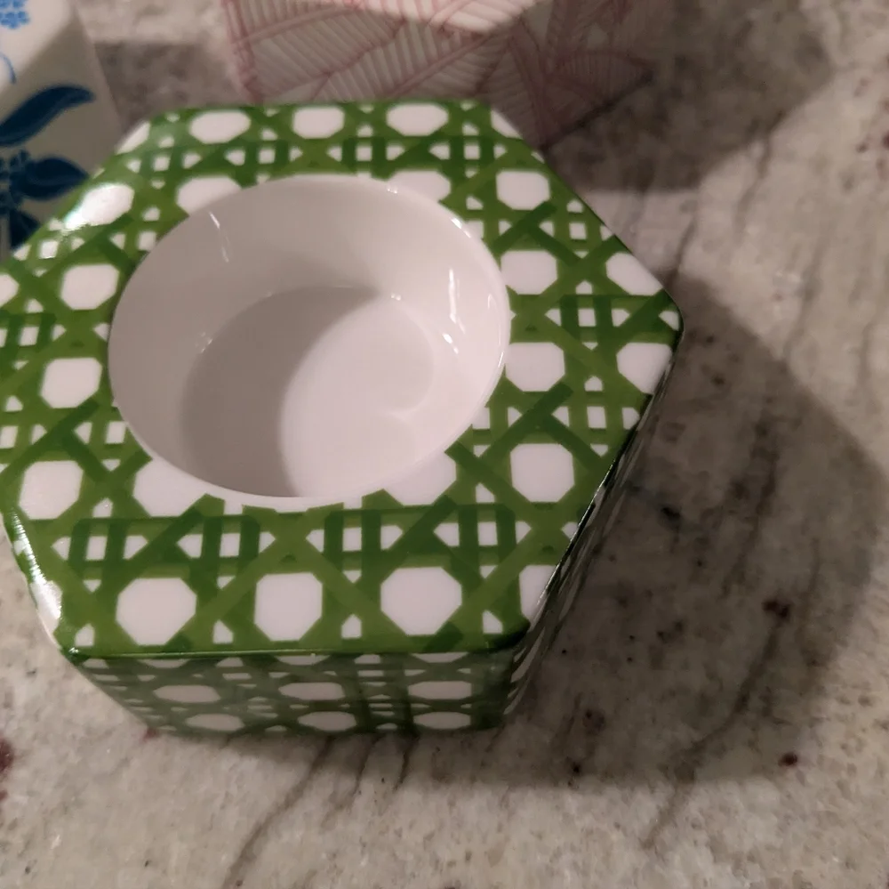 Partylite Ceramics 3 Hexagon Colorful Votive Tealight Candle Holders NEW Box - Picture 11 of 13